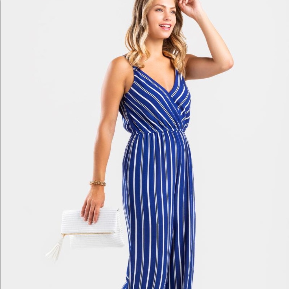 NWT Francesca’s Stripe Jumpsuit